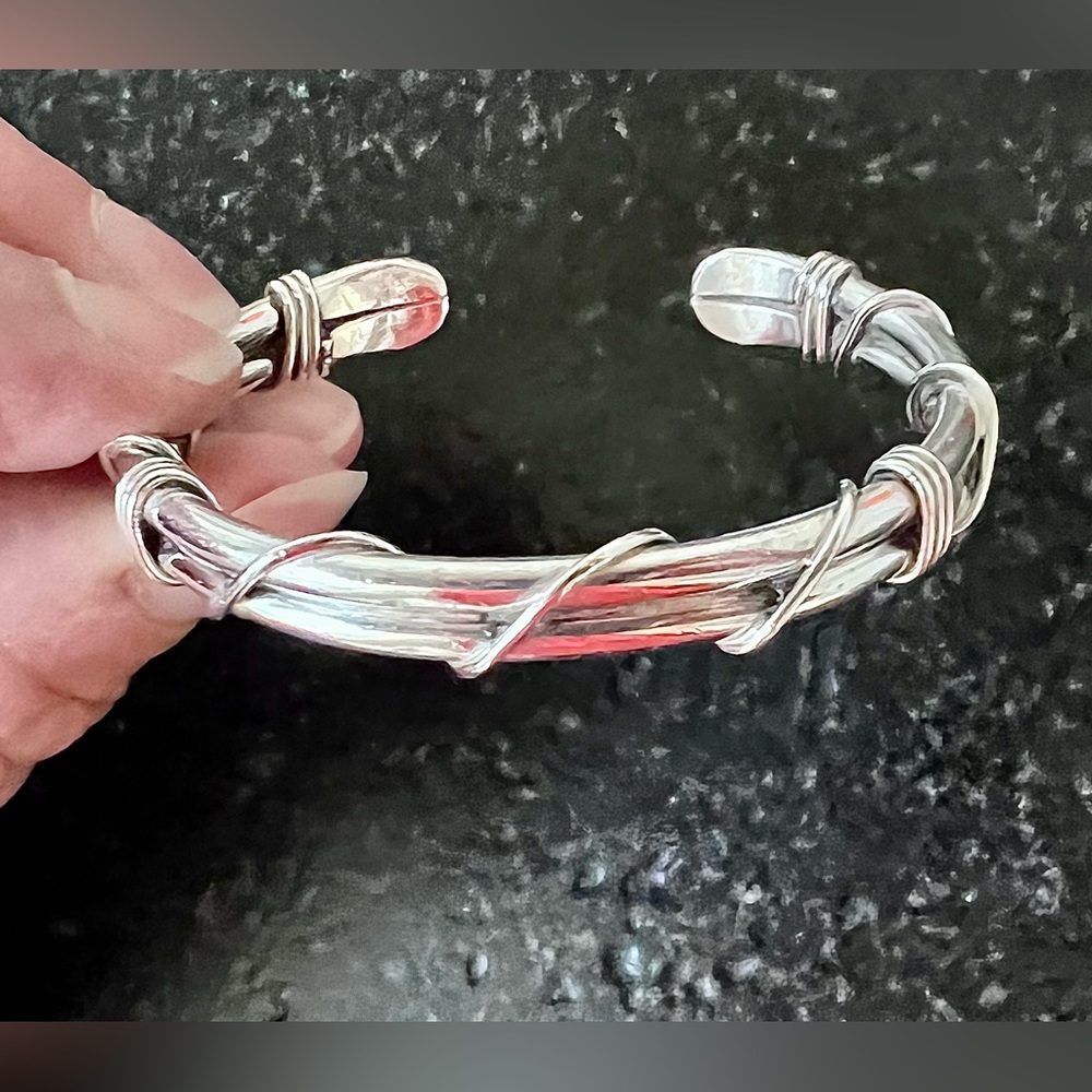 Silver southwest-style bracelet.